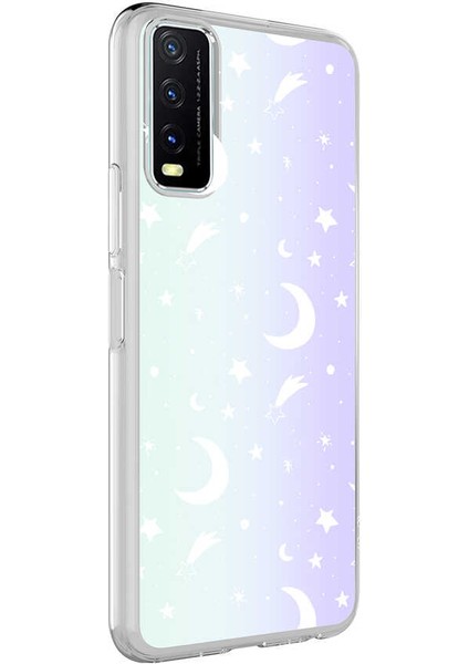 Vivo Y11S Kılıf M - Blue Desenli Kapak - Moon No4
