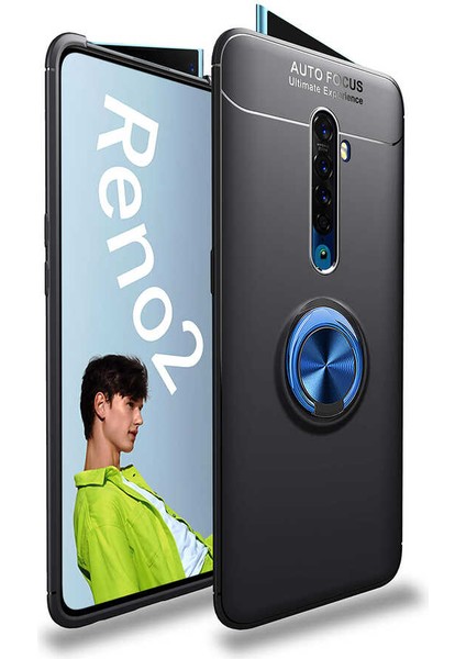 Oppo Reno 2z Kılıf Ravel Silikon Kapak - Siyah - Mavi