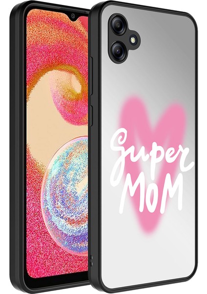 Samsung Galaxy A04E Kılıf Aynalı Desenli Kamera Korumalı Parlak Mirror Kapak - Süper Anne