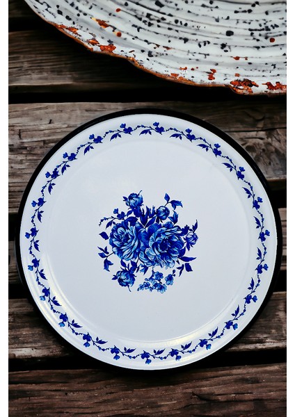 50 No Emaye Sini Sofra, Yemek Sunum Tepsi, Yer Sofrası Çinko ~48 cm modelleri