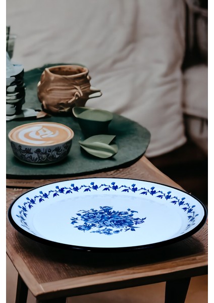 50 No Emaye Sini Sofra, Yemek Sunum Tepsi, Yer Sofrası Çinko ~48 cm fırsatları