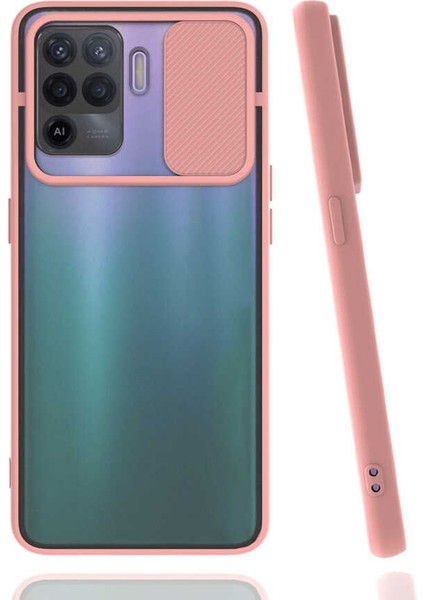 Oppo Reno 5 Lite Kılıf Lensi Kapak-Pembe Açık