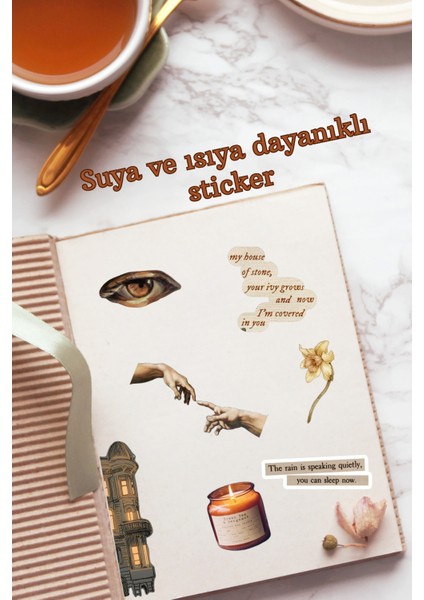 5 Sayfa Vintage Sticker Seti - Ajanda Bullet Journal Scrapbook Laptop Telefon Için Etiket