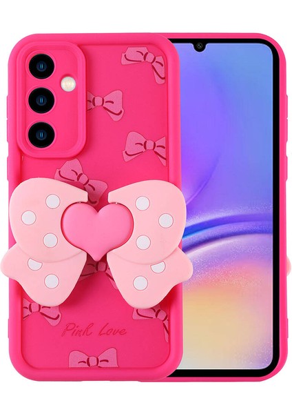 Samsung Galaxy A05S Kılıf Kamera Korumalı Figür Tasarımlı Kapya Kapak - Pembe Koyu