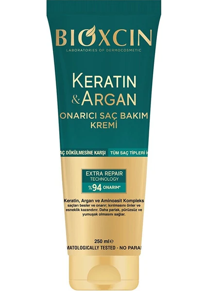 Bioxcin Keratin Argan Onarıcı Saç Bakım Kremi - Yıpranmış ve Hasar Görmüş Saçlar 250 ml