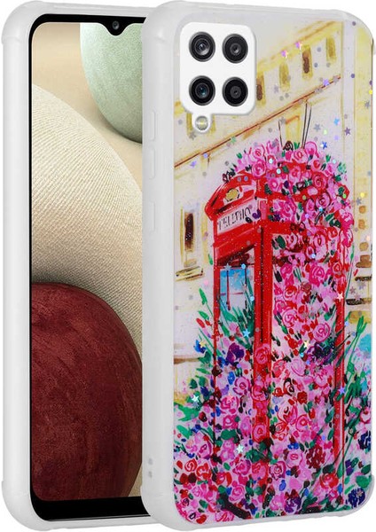 Samsung Galaxy M12 Kılıf Simli Desenli Kamera Korumalı Parlak Popy Kapak - Kulübe
