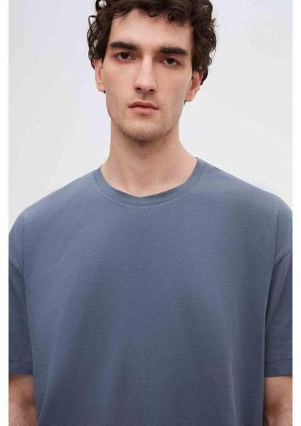 Oversize Füme %100 Pamuk T-Shirt 6HC14ORT02006 modelleri
