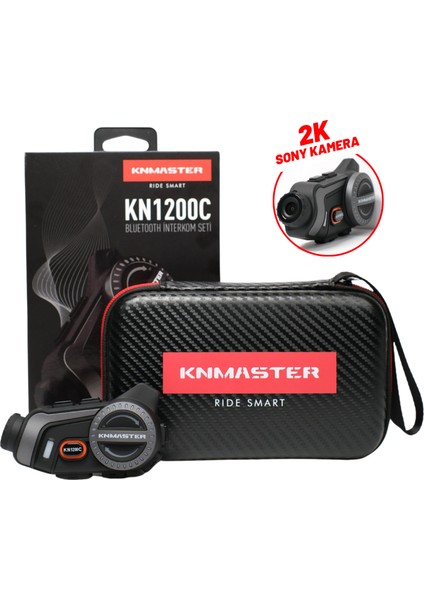 KN1200C Kameralı Motosiklet Bluetooth Intercom Kulaklık Seti