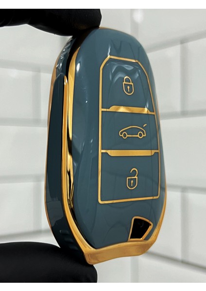 Peugeot 208 308 408 508 2008 3008 5008 Smart Nano Anahtar Kılıfı Gri