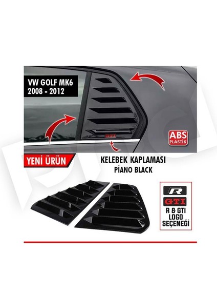 Volkswagen Golf 6 Uyumlu Kelebek Cam Kaplama Vizörü Piano Black