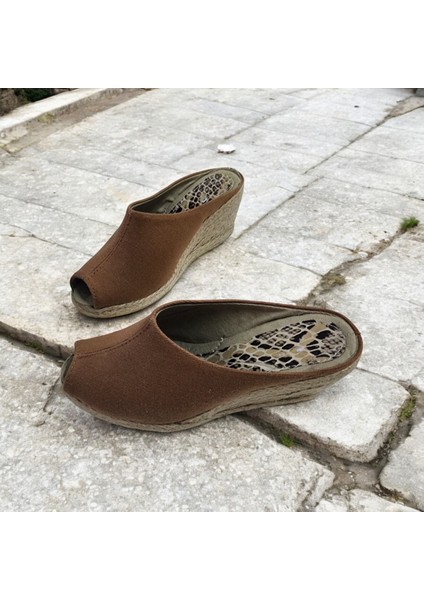 Kadın Günlük Burnu Açık Hasır Keten Terlik modelleri