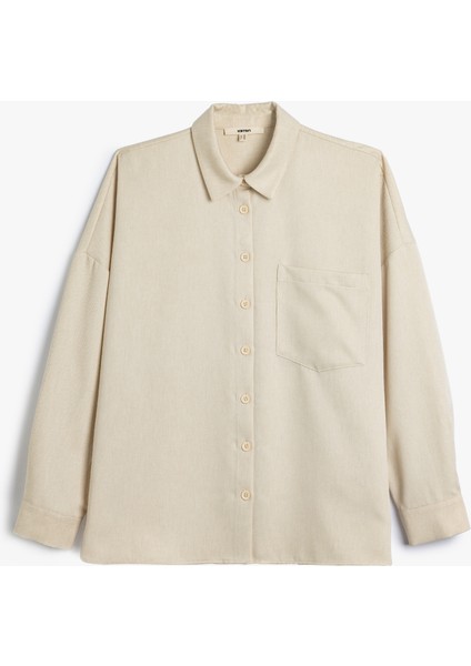 Oversize Gömlek Uzun Kollu Tek Cep Detaylı