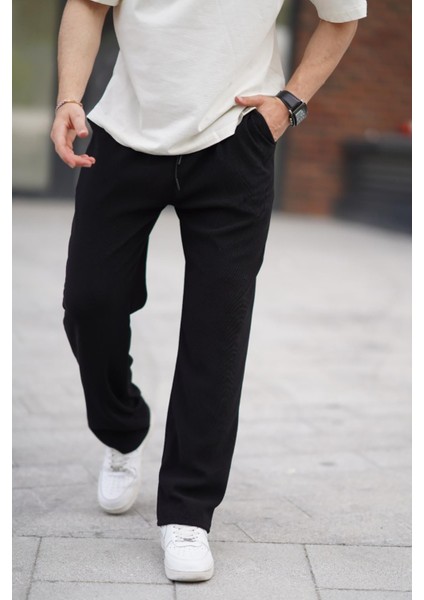 Siyah Beli Ayarlanabilir Cep Detaylı Bol Pantolon 6545 modelleri