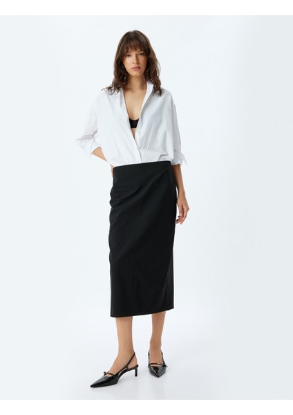 Midi Boy Kalem Etek Arkası Yırtmaç Detaylı Regular Fit