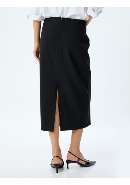 Midi Boy Kalem Etek Arkası Yırtmaç Detaylı Regular Fit fırsatları