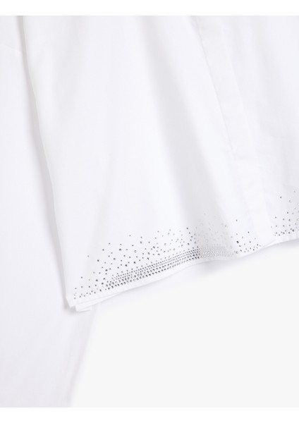 Crop Oversize Poplin Gömlek Taşlı Uzun Kollu Pamuklu modelleri