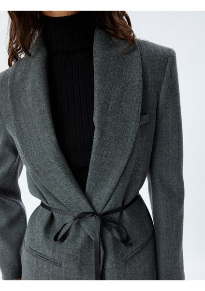 Blazer Ceket Kruvaze Ters Yaka Fiyonk Detaylı Cepli indirimleri