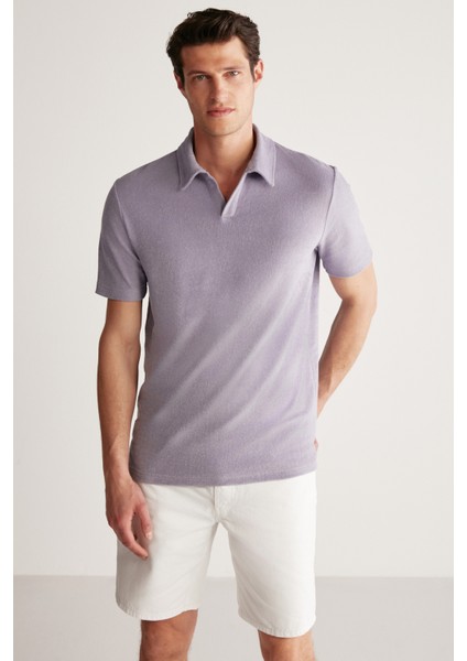 Todd Erkek Polo Yaka Havlu Kumaşlı Kalın Dokulu Mor Polo Yaka T-Shirt fırsatları