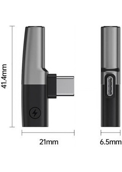 Mini 2in1 Type-C To 3.5mm Kulaklık + Type-C Şarj Adaptöru