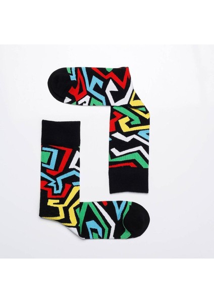 Mrhero Çok Renkli Unisex Tekli Afrika Desenli Soket Çorap 1061-MH Siyah modelleri