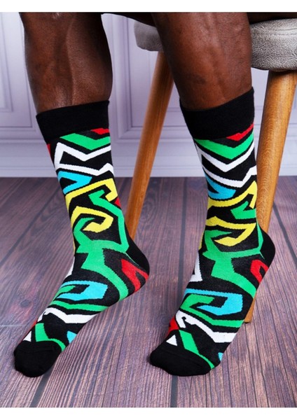 Mrhero Çok Renkli Unisex Tekli Afrika Desenli Soket Çorap 1061-MH Siyah fırsatları
