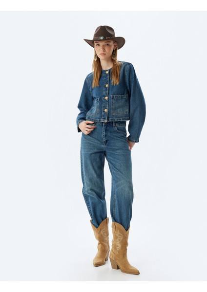 Kot Ceket Cep Detaylı Düğmeli Yuvarlak Yaka Slim Fit Pamuklu fiyatları