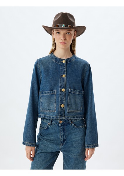 Kot Ceket Cep Detaylı Düğmeli Yuvarlak Yaka Slim Fit Pamuklu modelleri