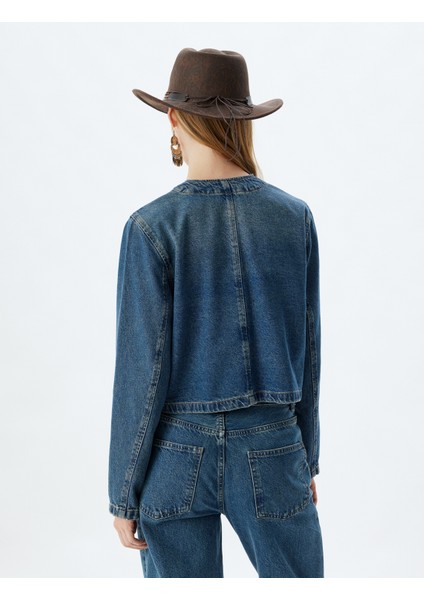 Kot Ceket Cep Detaylı Düğmeli Yuvarlak Yaka Slim Fit Pamuklu fırsatları