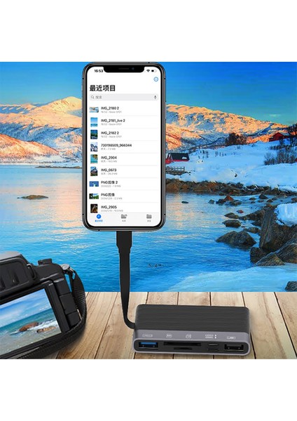 NK-1048HD 6in1 USB + Type-C + Lightning + Sd-Tf Kart Okuyucu Çevirici Adaptör