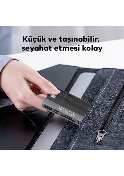 NK-1048HD 6in1 USB + Type-C + Lightning + Sd-Tf Kart Okuyucu Çevirici Adaptör