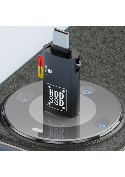Type-C To USB + Tf Kart Çevirici Otg Adaptör