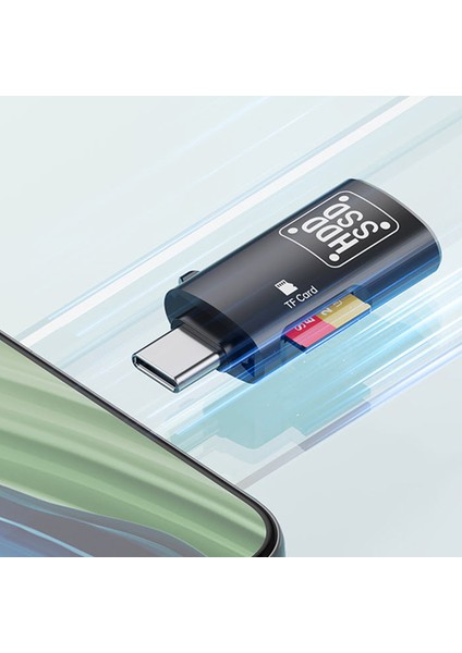 Type-C To USB + Tf Kart Çevirici Otg Adaptör