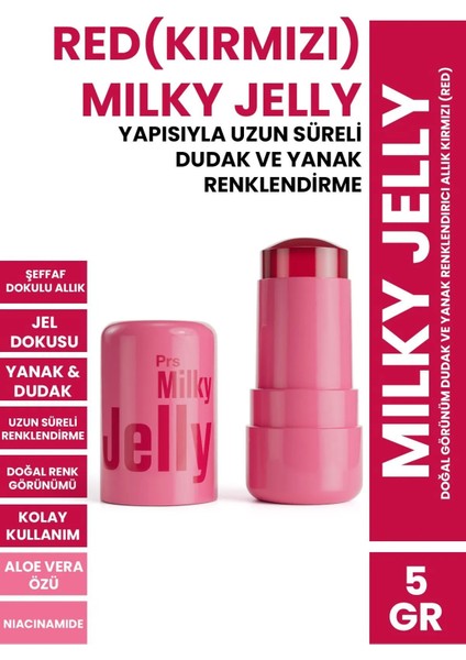 Milky Jelly Doğal Görünüm Dudak Ve Yanak Renklendirici Allık Kırmızı (Red) 5 Gr