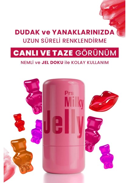 Milky Jelly Doğal Görünüm Dudak Ve Yanak Renklendirici Allık Kırmızı (Red) 5 Gr modelleri