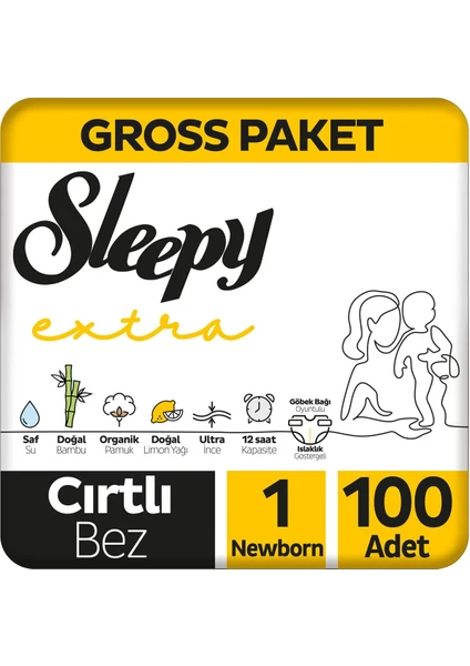 Extra Günlük Aktivite Gross Paket Bebek Bezi 1 Numara Newborn 100 Adet