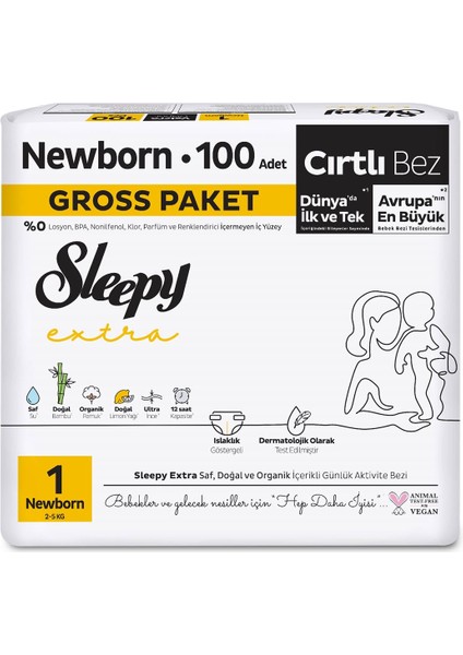 Extra Günlük Aktivite Gross Paket Bebek Bezi 1 Numara Newborn 100 Adet