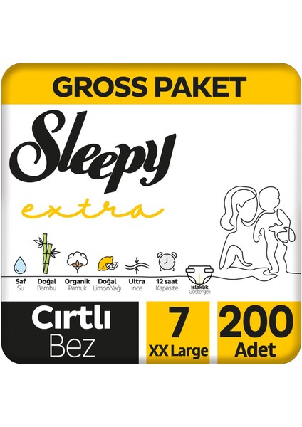 Extra Günlük Aktivite Gross Paket Bebek Bezi 7 Numara Xxlarge 200 Adet