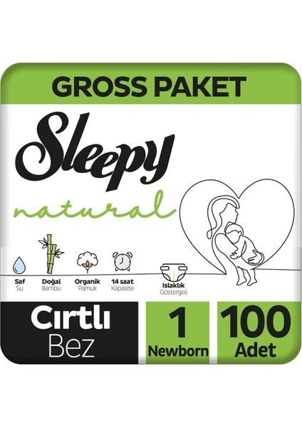 Natural Gross Paket Bebek Bezi 1 Numara Newborn 100 Adet