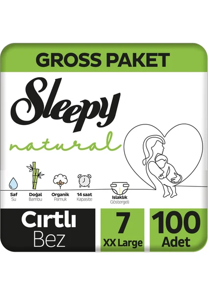 Natural Gross Paket Bebek Bezi 7 Numara Xxlarge 100 Adet