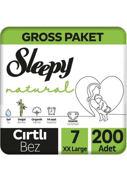 Natural Gross Paket Bebek Bezi 7 Numara Xxlarge 200 Adet