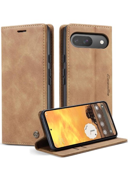 Google Piksel 9 Pro Kılıf Için Flip Case Kart Yuvası Kickstand Vintage Pu Flip (Yurt Dışından)