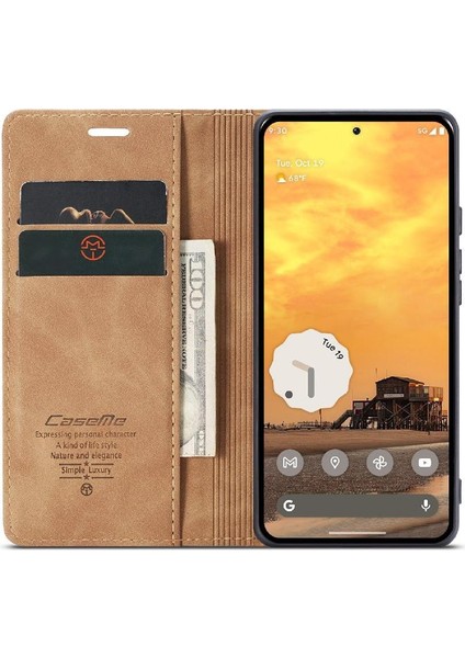 Google Piksel 9 Pro Kılıf Için Flip Case Kart Yuvası Kickstand Vintage Pu Flip (Yurt Dışından)