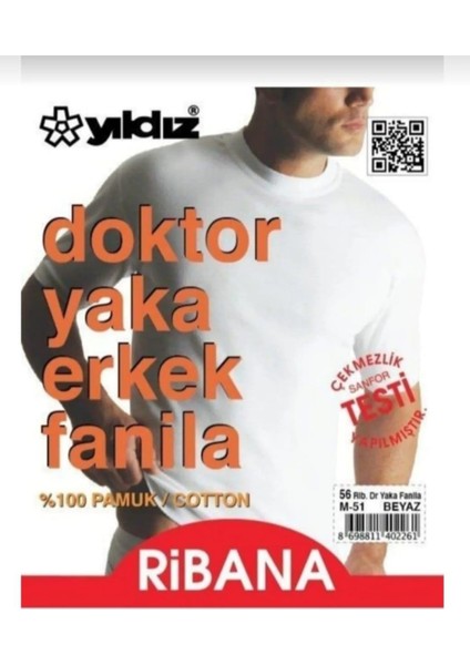 56 Erkek Ribana Kısa Kol Doktor Yaka Atlet Fanila 3 Adet