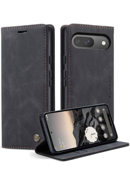 Google Piksel 9 Pro Kılıf Için Flip Case Kart Yuvası Kickstand Vintage Pu Flip (Yurt Dışından)