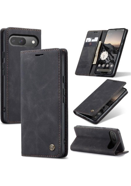 Google Piksel 9 Pro Kılıf Için Flip Case Kart Yuvası Kickstand Vintage Pu Flip (Yurt Dışından)