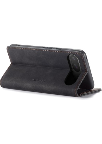 Google Piksel 9 Pro Kılıf Için Flip Case Kart Yuvası Kickstand Vintage Pu Flip (Yurt Dışından)