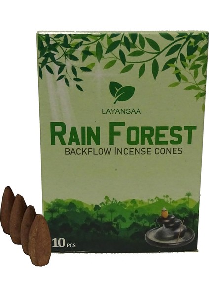 Mg Store Hd Rain Forest - Yağmur Ormanı - Meditasyon/meditation Perfumed Özel Aromalı Special Collection Geri Akış Normal Boy Backflow Rain Forest - Yağmur Ormanı - Cones Konik Tütsü Paket 10 Adet.