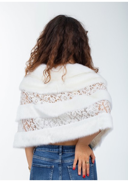 Dantelli Kürk Abiye Pelerin modelleri