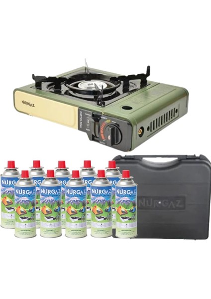 Portatif Kamp Ocağı + Orjinal Taşıma Çantası + 10 Gaz Kartuşu