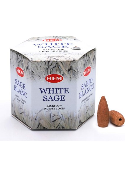 Mg Store Tütsü Geri Akış Şelale Beyaz Adaçayı Kokulu 40 Konik Tütsü - White Sage Backflow Incense Cones